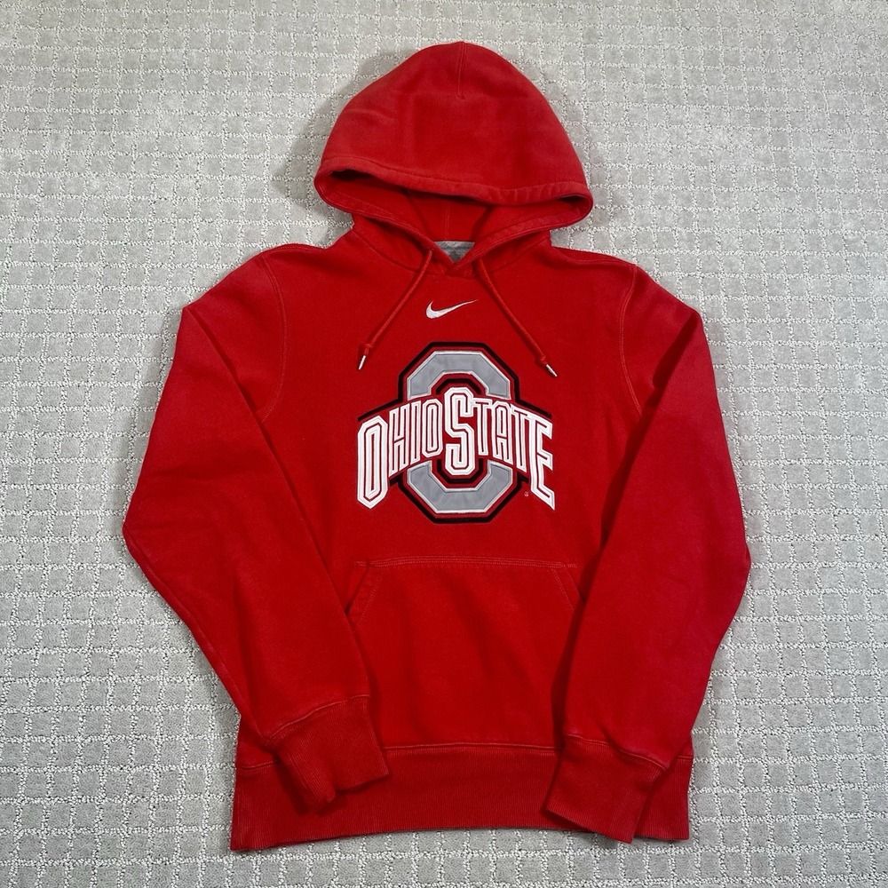 Ohio State Buckeyes Nike Center Swoosh Size Small Pullover Y2K Red OSU Hoodie